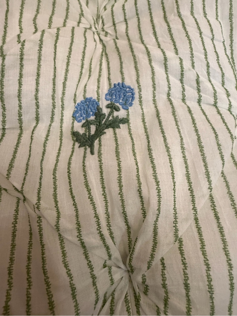 New Anthropologie Emilia Cotton Voile Floral Embroidered Euro Sham green blue - Picture 6 of 14